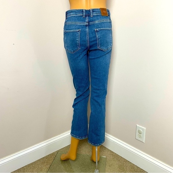 Zara High Rise Cropped Jeans – Side Slit | Blue | Size 6 - Picture 6 of 12